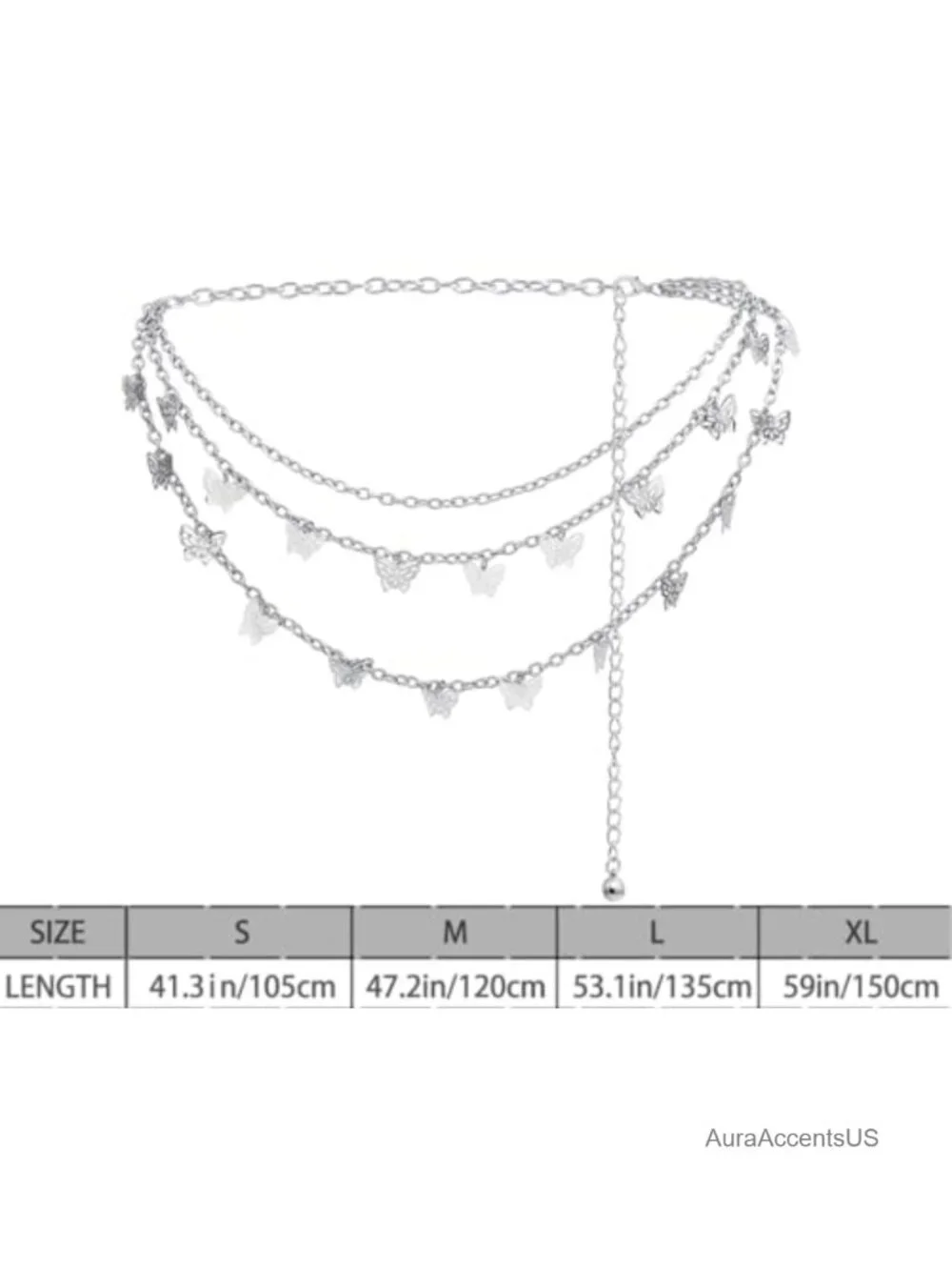 Multi-Layer Butterfly Waist Chain Alloy Hollowed Pendant